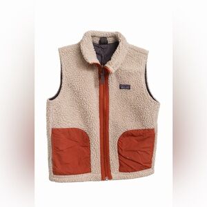 Patagonia Kids Retro-X Fleece Vest Sherpa Full Zip Cream & Rust-7/8